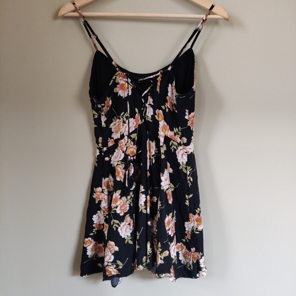 Forever 21 Black Lace-up Floral Summer Minidress Large - Picture 7 of 12